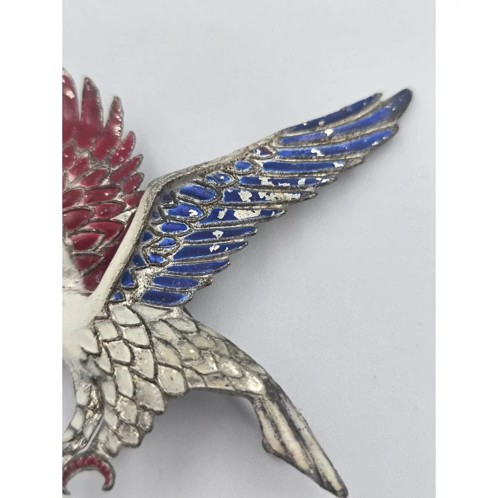 Vintage Patriotic WWII‎ Sweetheart Brooch Red White & Blue Eagle Figural Pot